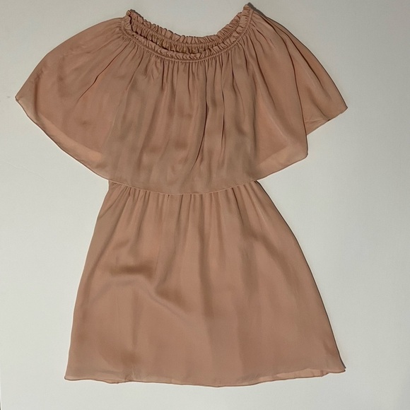 Halston Heritage Peack Pink Silk Off shoulder Flounce Ruffle Mini dress 6 - Picture 7 of 10